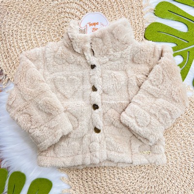 Casaco Avulso de Pelinho Corações - Areia